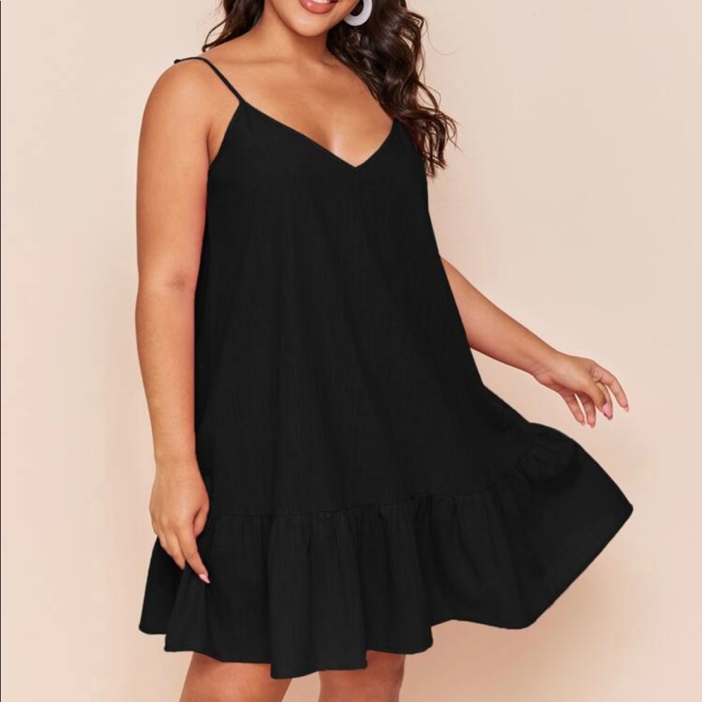 Brand New Shein Plus V-Neck Ruffle Hem Slip Dress